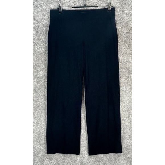 Eileen Fisher Pants Medium Black Wide Leg Pull On Measures 32X31 Mid Rise Career - Picture 1 of 9